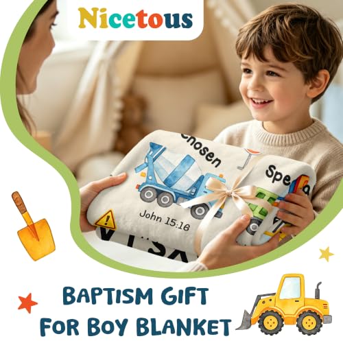 Nicetous Baptism Gifts for Boys, Construction Truck Blanket 40x50in - color: Baptism-truck
