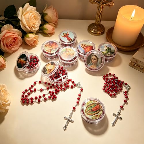 24Pcs Rose Scented Catholic Rosaries Necklaces Rosary Beads Necklace - color: Multiple Styles
