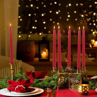 12 Pack Red Taper Candles, 10 inch Unscented Dripless Dinner Candles - color: Red, size: 12Pack