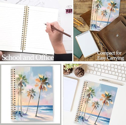 Coastal Beach Palm Tree Notebook, Tropical Ocean Beachy Journal, Beach Lovers Gifts for Women, Coastal Ocean Palm Tree Spiral Notebook Journal 5.5x8.3 - color: Color 08