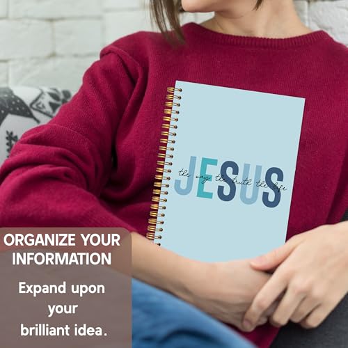 KAOWT Boho Christian Notebook Journal, Bible Notebooks for Note Taking, Christian Gifts for Women, Prayer Scripture Journal, Jesus the Way the Truth the Life Hardcover Spiral Notebook 5.5x8.3in Blue - color: notbook bible-jesus blue