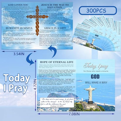 300 Pcs Gospel Tract Card Salvation Plan Cards Bible Tracts Christian Tracts Inspirational Bible Verses Greeting Church Supplies (Today,I Pray - KJV)