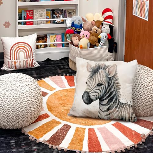 Vintage Zebra Pillow Covers 18x18, Zebra Gifts, Animal Nursery Decor, Cute Wild Animals Decorative Throw Pillow Covers Pillowcases for Kids Room Bedroom Nursery Playroom Decor - color: 00-kidroom(4) Zebra