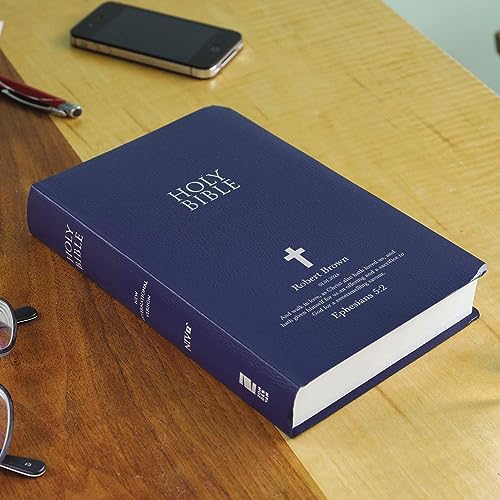Personalized NIV Small Print Bible for Adults, Name Engraved, Standard Size - color: Blue, style: New International Version