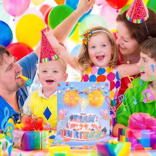 3D pop-up music birthday card - LED Light Cake Greeting Card - color: Cake - Blue