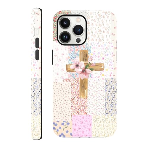 for iPhone 13 Pro 6.1'' Pink Flower Cross Christian Phone Case - color: Pink Flower Cross, size: iPhone 13 Pro