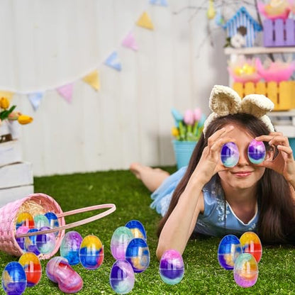 12 Pack Galaxy Slime Easter Eggs - Prefilled Egg Fillers for Kids Boys Girls, Galaxy Slime Kits for Easter Basket Stuffers, Stress Relief Sensory Toys, Easter Egg Hunt Prizes & Party Favors