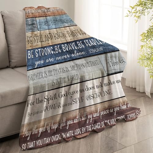 Bible Verse Christian Blanket Quotes Inspirational Motivational Positive Farmhouse Rustic Scripture Wood Soft Warm Gift Flannel Blanket for Couch Sofa Chair Bed or Dorm, 50 x 60 Inch - color: Multi Bible, size: 50 x 60 inches