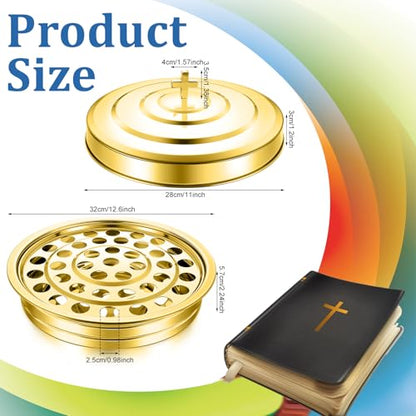 Jingmore Communion 2 Trays with Lid Christmas Holy Wine Serving Trays House up 80 Cups Stacking Stainless Steel Churches Ware Wine Bread Christmas Party Supplies (Gold) - color: Gold