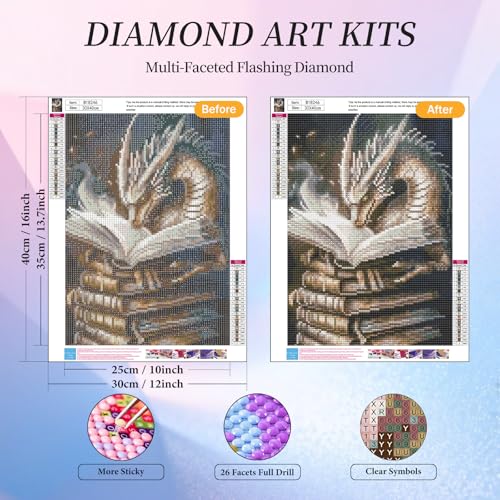 Diamond Art Kits for Adults, Dragon Diamond Painting Kit, 12x16 Inch - color: CYDP1P04