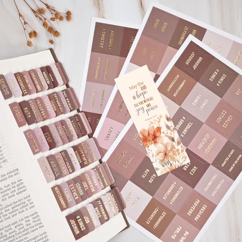 Laminated Bible Tabs for Women and Men, Gold Foil Embossed Lettering - style: Mocha Tone