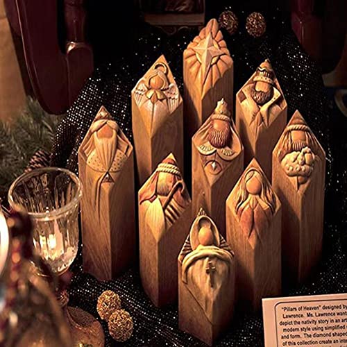 EMUKOEP Statue Heaven Nativity Tree Pillar Statue Craft Statues Desktop Ornament Home Office Restaurant Decoration
