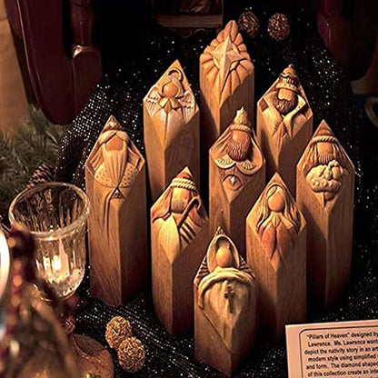 EMUKOEP Statue Heaven Nativity Tree Pillar Statue Craft Statues Desktop Ornament Home Office Restaurant Decoration