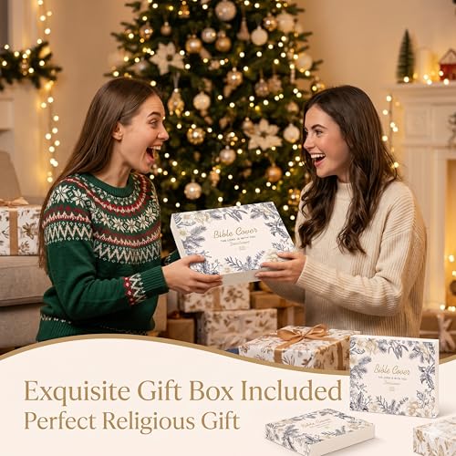 Large Bible Bag for Women, 2-in-1 Bible Tote with Detachable Embroidered Bible Cover & Study Supplies, Church Bible Study Bag, Gift-Ready Christian Gift for Women (Blue) - color: Blue