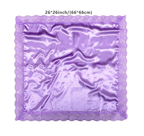 5pc 26'' lap scarf silk feeling fabric lap scarves with lace trims lap handkerchief lap covers lap skirts for women in church - color: Purple