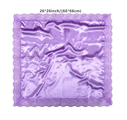 26'' lap scarf silk feeling fabric lap scarves with lace trims lap handkerchief lap covers lap skirts for women in church - color: Purple