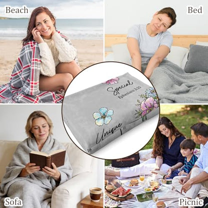 Christian Religious Gifts for Women, Grey Christian Blanket with Flowers - color: Grey, size: 60"x50"