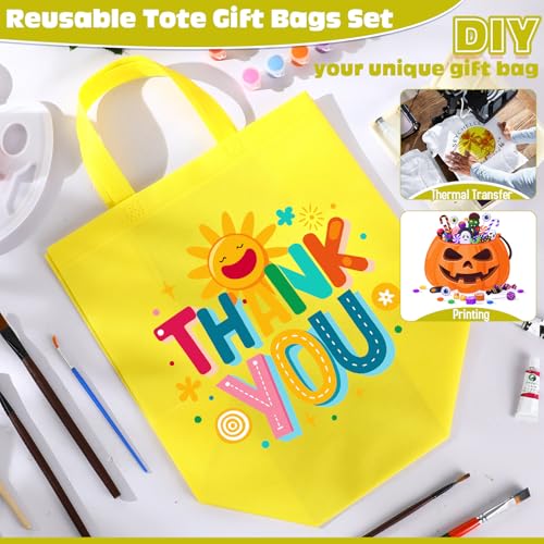 Windyun Reusable Grocery Bags Non Woven with Handles - color: Yellow
