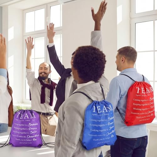 Bulyoou 24 Pcs Team Appreciation Drawstring Backpack Employee Appreciation Gift Drawstring Bags Large String Bag for Staff Coworker Teacher Team Building - style: Team Appreciation