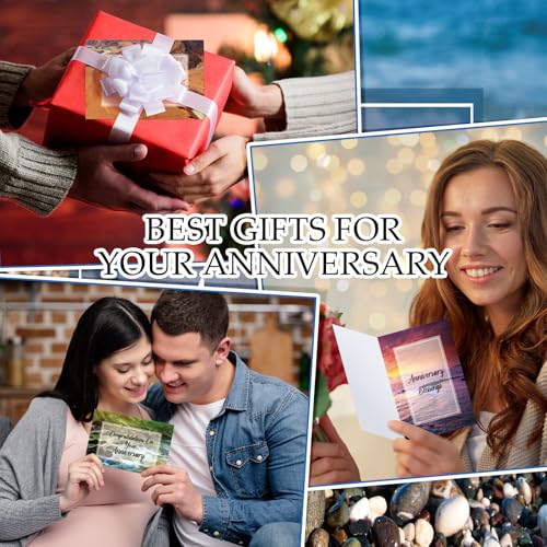 Motiskyy 48 Sets Religious Anniversary Cards Bulk for Wedding Couple Christian Happy Anniversary Cards with Envelopes and Stickers Bible Verse Scripture for Wife Celebrating Moment(Scenery) - style: Scenery