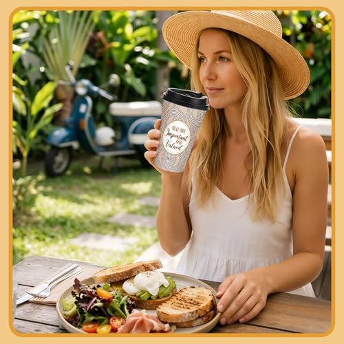 50 Pack 16 oz Disposable Coffee Cups with Lids Black Gold - style: Black and Gold Inspirational Quotes