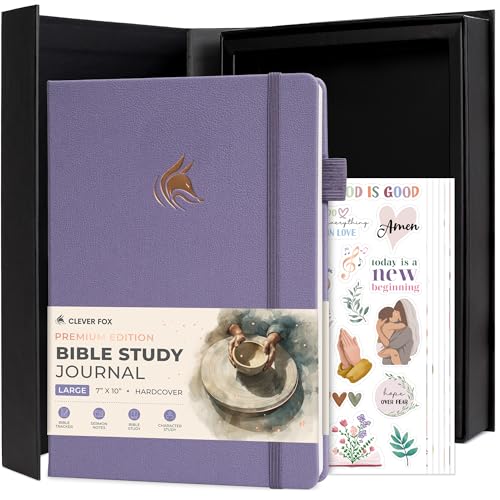 Clever Fox Bible Study Journal Premium Guided Notebook 7x10 Lavender - color: Lavender, size: Smaller than A4 (7" x 10")