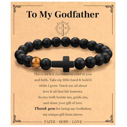 Christian Grandparents-Day Gifts for Men, Religious Cross Bracelet for Him - style: To My Godfather