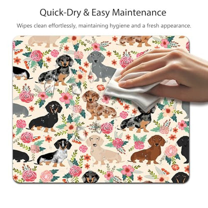 Dachshund Floral Seamless Design Mouse Pad, Sausage Dog Wiener Desk Mat - color: Sausage Dog