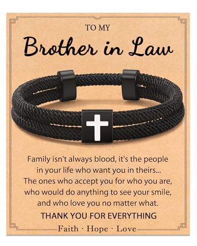 Shonyin Religious Catholic Gifts for Teen Boy Men, Cross Bracelet with Card - style: Brother in Law