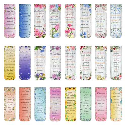 VANRA 48 Pieces Bible Verse Magnetic Bookmarks with Full Scripture (Floral) - style: Floral