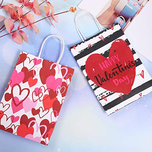 Cooraby 20 Pack Valentines Day Paper Gift Bags with Handles