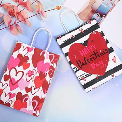 Cooraby 20 Pack Valentines Day Paper Gift Bags with Handles