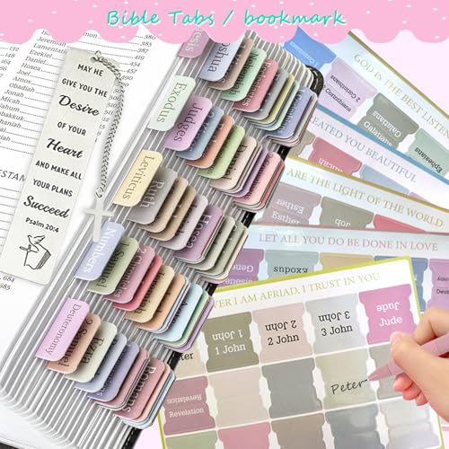 SHINYHARBOR 47PCs Pink Study Bible Journaling Kit for Women Teen Girl - color: Pink