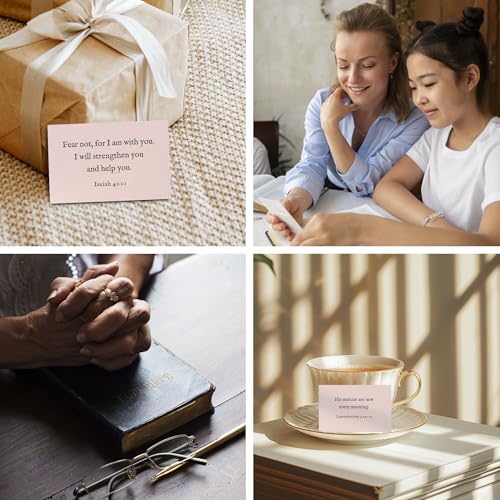 Bible Verse Cards, 60 Mini Prayer Cards on 300GSM Pearl Paper - color: Pink
