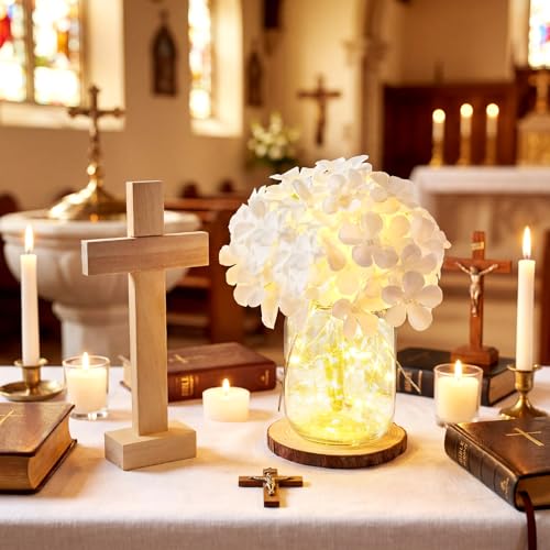 Wavwavw 37 Pcs Baptism Centerpieces for Table, Hydrangea - style: Hydrangea