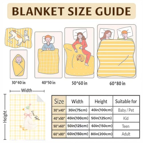 Personalized Birthday Goose Blanket, Yellow Plaid Baby Throw Gift - color: #Ver14