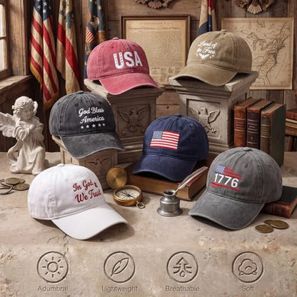 6/12 Pack Christian Hats Bulk for Men Women - style: Patriotic