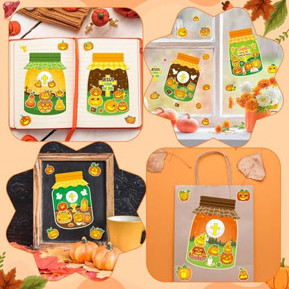 CY2SIDE 40PCS Fall Religious Pumpkin Jar Face Sticker for Kid Sunday School - style: Fall YS Jar