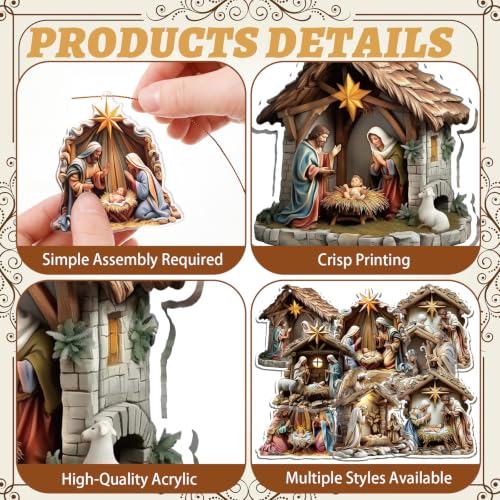 Wenqik 12 Pcs Christmas Nativity Scene Ornaments for Tree Acrylic,Vintage - style: Vintage