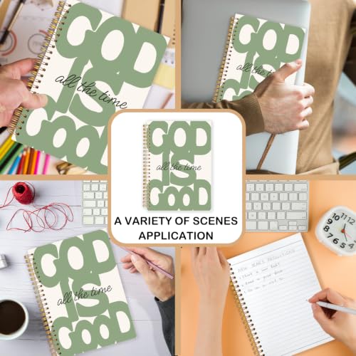 Sage Green Christian Spiral Notebook for Women Men 5.5x8.3 Inch - color: Lavender Green Christianity