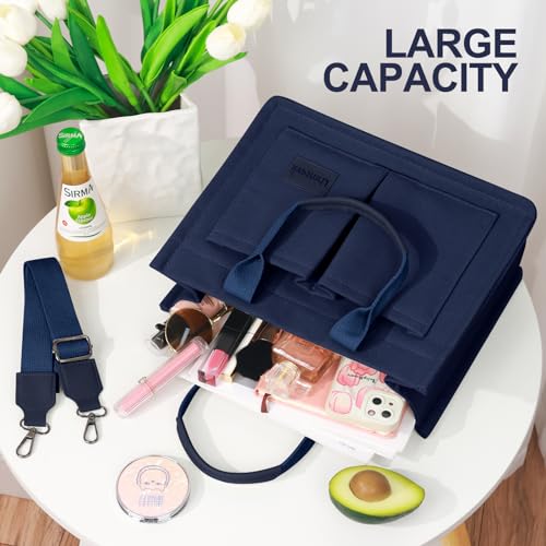 LHMTQVK Canvas Tote Bag for Women, Work & Bible Study Handbag - color: Blue