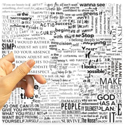 50pcs Black and White Inspirational Phrase Stickers,Water Bottles Laptop Scrapbooking Notebooks Cars Bumpers Bikes Bedroom Travel Case Motorcycle Snowboard - color: Black and White