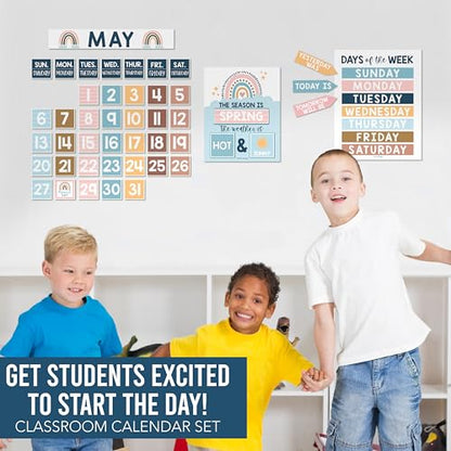 Classroom Calendar Set Bulletin Board Decorations, 98pc School Calendar Set - color: Boho Classic