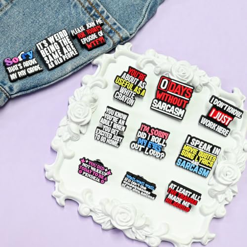 Cute Pins Bulk, Funny Lapel Badge Pins Rubber Brooch Pins for Backpacks, Hats, Bags - style: Word-25PCS