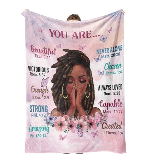 Throw Blanket, Soft Fleece Blanket with Inspirational Positive Thoughts and Quotes for Bedroom, Ideal as a Gift for Girls and Women 50x60 Inch
