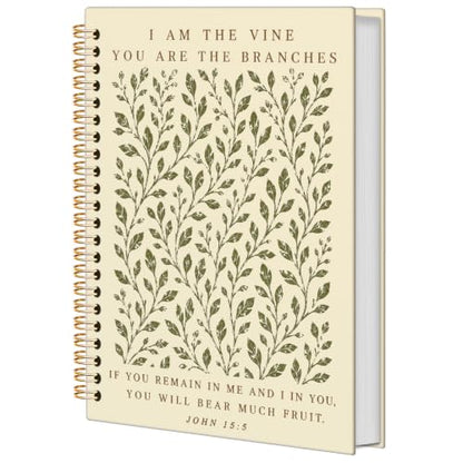 Green Christian Botanical Spiral Notebook for Women Men 5.5x8.3 Inch - color: Green Christian Plants
