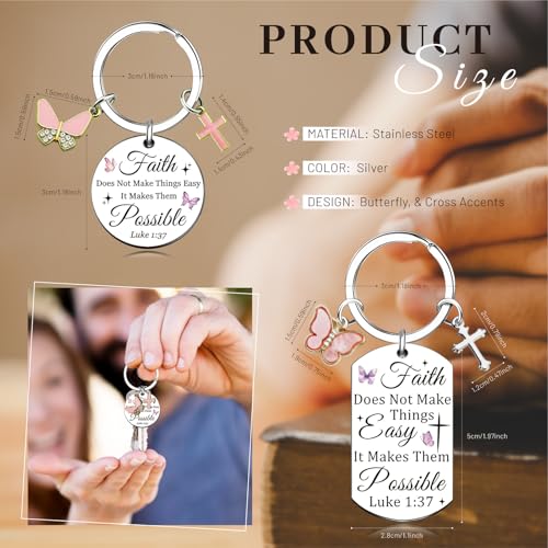 2 Pcs Christian Gifts for Women Inspirational Bible Verse Keychain Butterfly Cross Christian Keychains Spiritual Faith Biblical Religious Gifts for Women Moms Sisters Friends