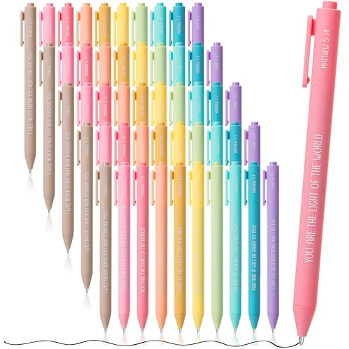 Mr. Pen- Christian Pens, 50 Pack, Black Ink, Pastel Color Barrels