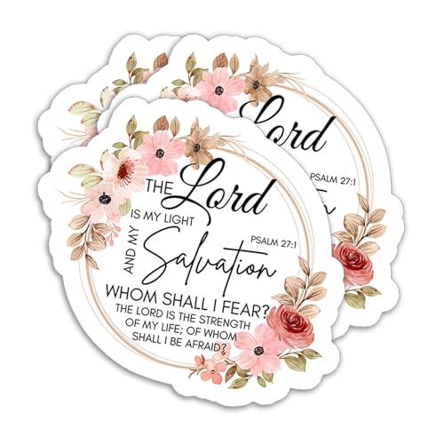 (3 PCS) Christian Stickers - The Lord is My Light Psalm 27:1 – Bible Verse Waterproof Vinyl Decals for Books, Tumblers, Laptops, Water Bottles – 3" x 2.8" - color: The Lord is My Light Psalm 27:1