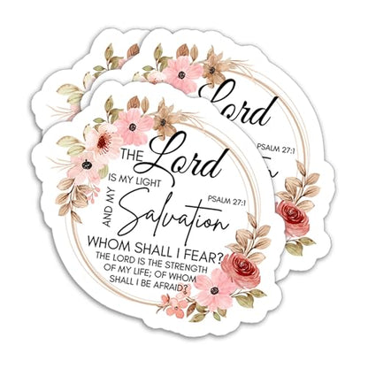 (3 PCS) Christian Stickers - The Lord is My Light Psalm 27:1 – Bible Verse Waterproof Vinyl Decals for Books, Tumblers, Laptops, Water Bottles – 3" x 2.8" - color: The Lord is My Light Psalm 27:1